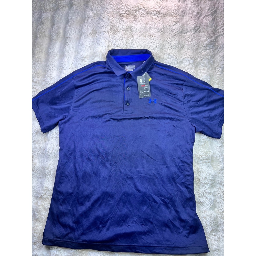 Under Armour Mens HeatGear Loose Fit Polo Shirt Navy Blue 2XL new. A35